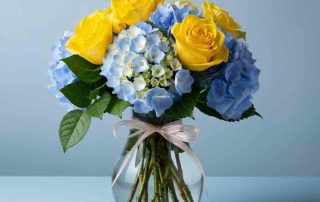 Summer Flower Arrangement with roses and hydrangea